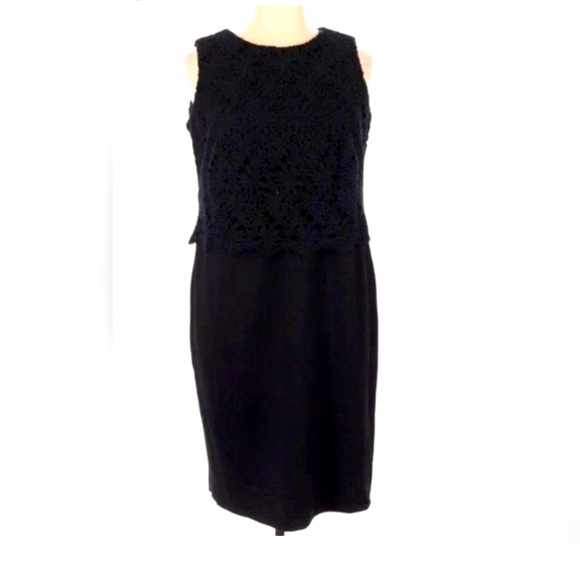 Talbots Dresses & Skirts - NEW NWT TALBOTS Black Knit Sleeveless Knee Length Crochet Upper Sheath Dress 10